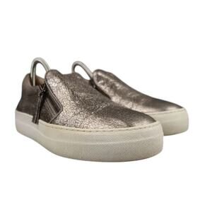 Steve Madden Shoes Womens 7 Sneaker Fashion Lifestyle Zip Metallic Platform Gray